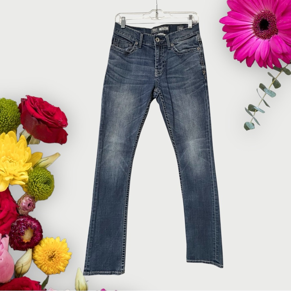 BKE Alec Straight Leg Low-Rise Boot-Cut Medium-wash Blue Denim Jeans